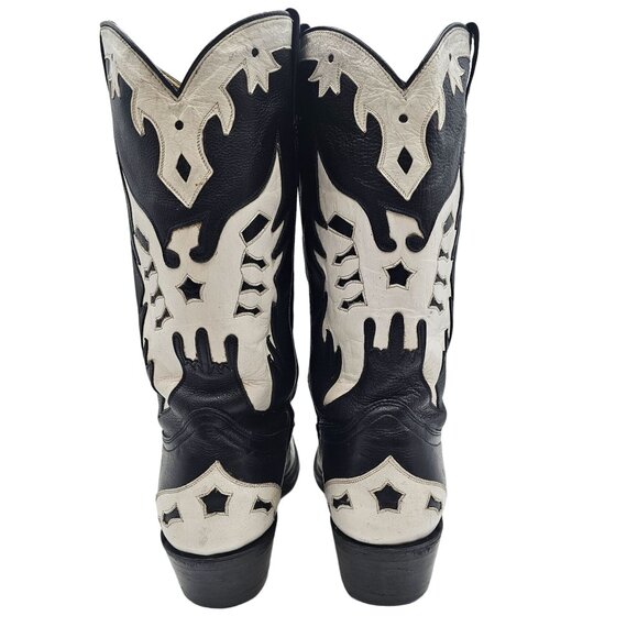 Custom Eagle Phoenix Cowboy Boots Black and White Leather Men 11 Western - Picture 2 of 14